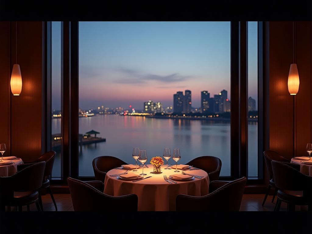 Stunning riverside view from Estuary Fine at dusk.